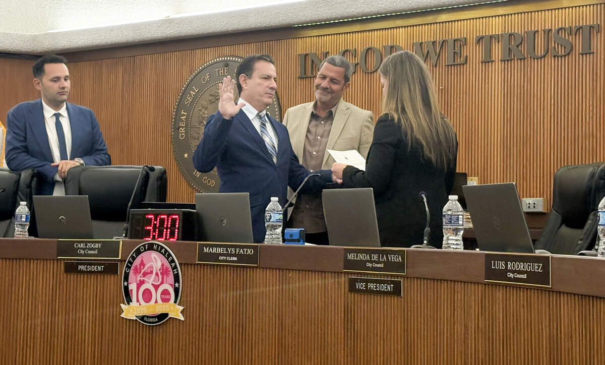 Luis González was sworn in on Jan. 27, 2026, after being appointed to temporarily fill a vacant Hialeah City Council seat.